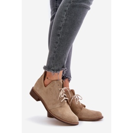 Zazoo 2959 Oxfords de camurça com cordões e salto plano Bege 1