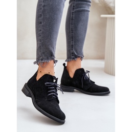 Sapatos Oxfords de camurça Zazoo 2959 com cadarço e salto plano preto 2