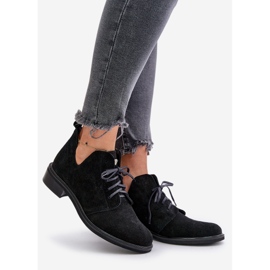 Sapatos Oxfords de camurça Zazoo 2959 com cadarço e salto plano preto 1 Sapatos Oxfords de camurça Zazoo 2959 com cadarço e salto plano preto 1
