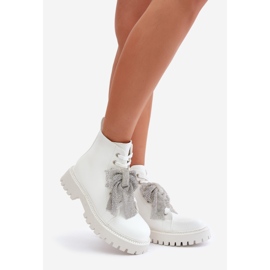 Botas femininas com laço, Ocenttia Branca branco 1