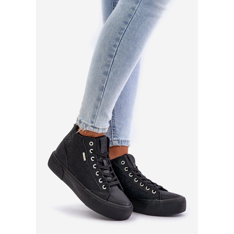 Tênis feminino isolado com costura Big Star OO274A480 preto 1