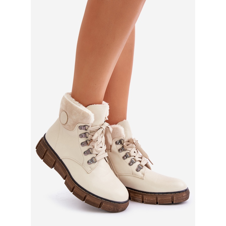Botas femininas isoladas com zíper Bege Mevanisa 1