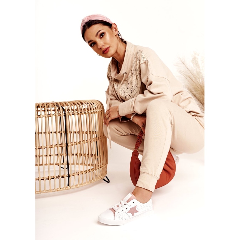 Big Star Tênis femininos com uma estrela grande dd274691 branco e rosa 1