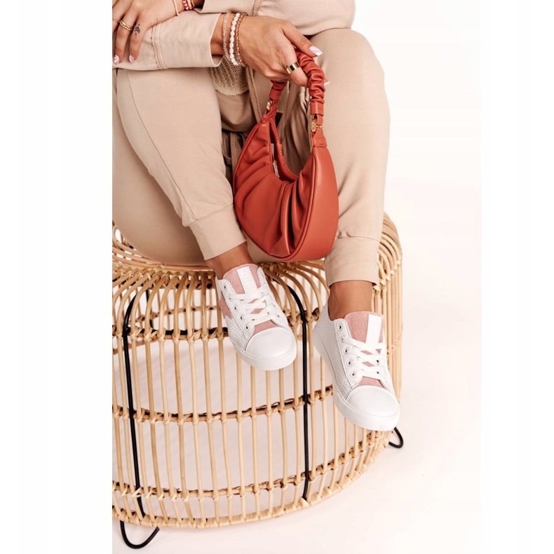 Big Star Tênis femininos com uma estrela grande dd274691 branco e rosa 3