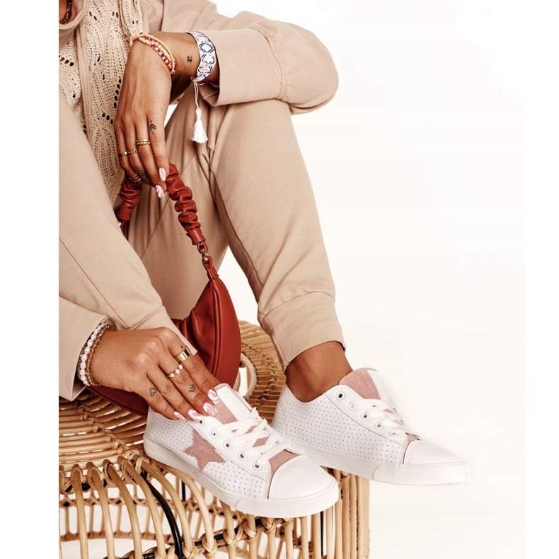 Big Star Tênis femininos com uma estrela grande dd274691 branco e rosa 5