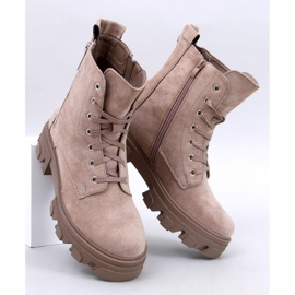 Healy Botins Khaki com atacadores e sola grossa bege 1 Healy Botins Khaki com atacadores e sola grossa bege 1
