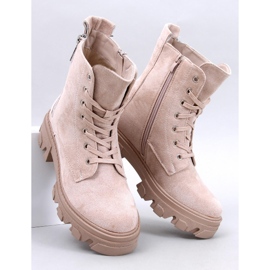 Botins Healy Bege com atacadores e sola grossa 1