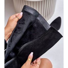 Botas femininas acima do joelho em camurça ecológica com salto alto, quentes Vinceza 16473 pretas preto 2