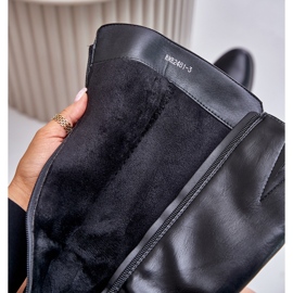 Jezzi Botas acima do joelho em couro ecológico com salto alto, pretas Izanae preto 2