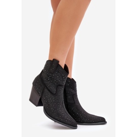 Botas de cowboy decoradas com salto alto e bico fino S.Barski HY42-121 pretas preto 1