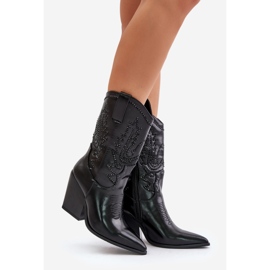 Botas de cowboy isoladas com decoração de salto alto, Arlitta preta preto 1
