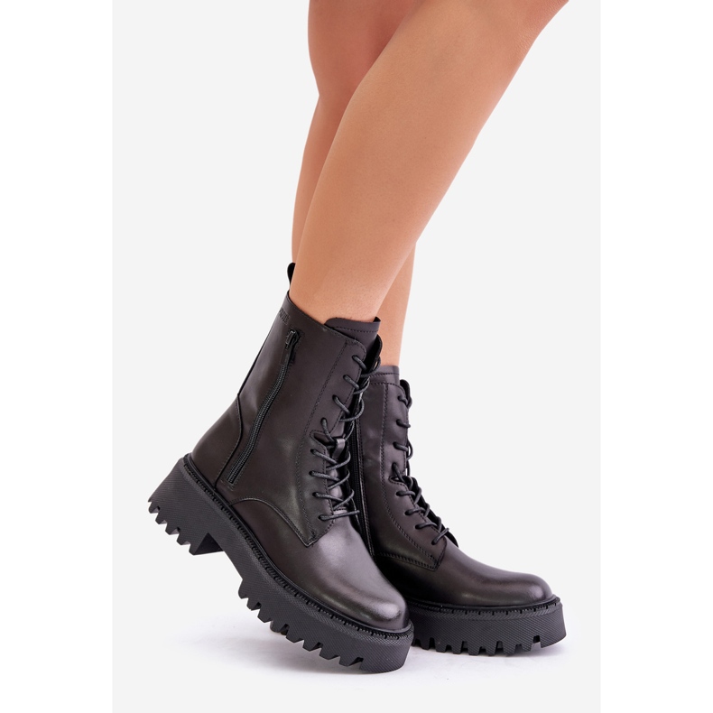 Botas de trabalho femininas com isolamento de couro Big Star OO274A387 pretas preto 1