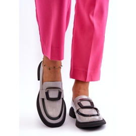 Mocassins femininos de couro envernizado Vinceza, cinza 6