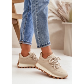 Calçados esportivos: Tênis com plataforma em couro ecológico, bege 3