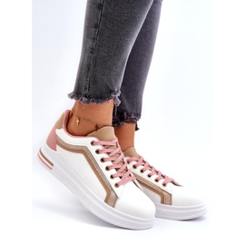 Sneakes esportivos femininos com brilho bege branco 2 Sneakes esportivos femininos com brilho bege branco 2