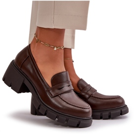 Cm Paris Sapatos femininos de salto baixo em couro ecológico, marrom escuro castanho 8