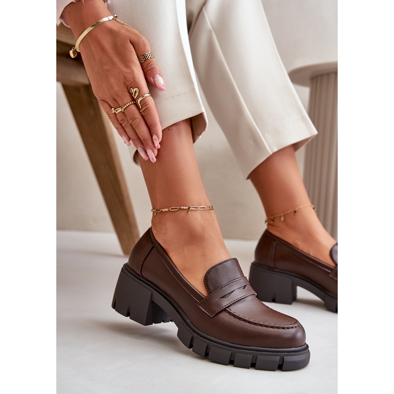 Cm Paris Sapatos femininos de salto baixo em couro ecológico, marrom escuro 4