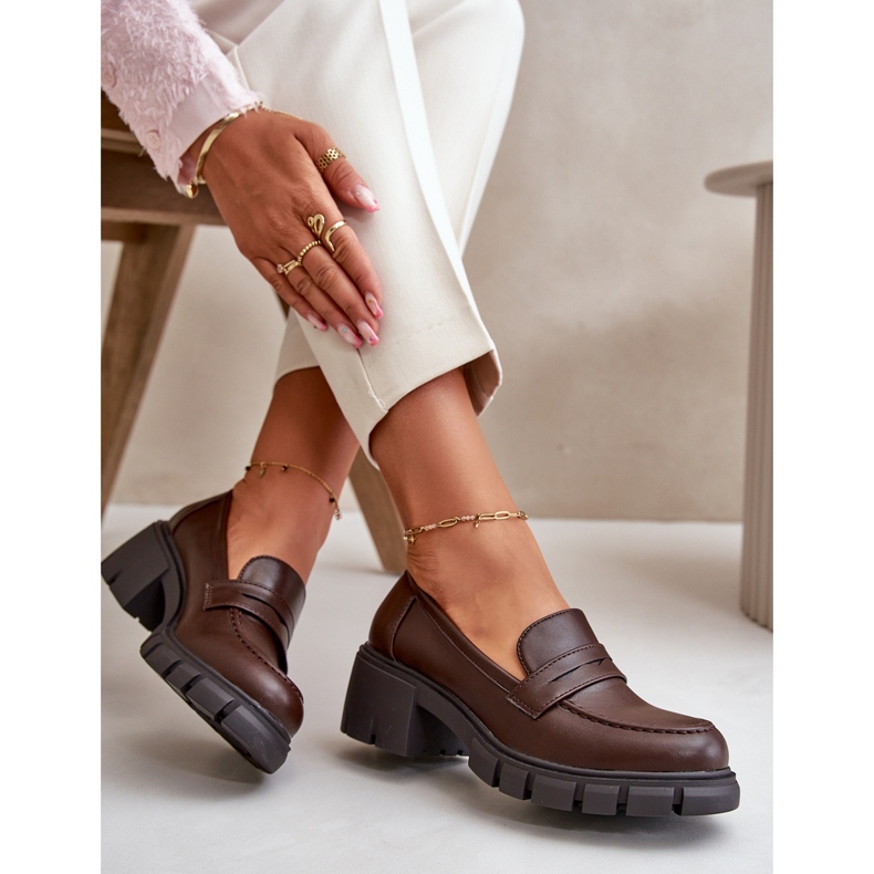 Cm Paris Sapatos femininos de salto baixo em couro ecológico, marrom escuro 2