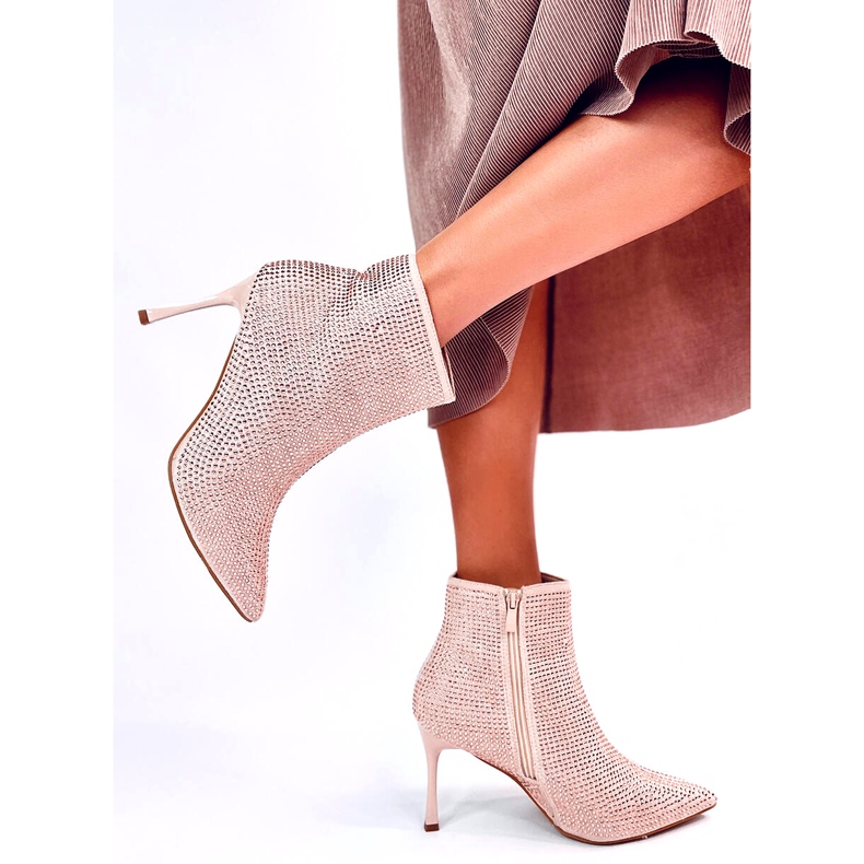 Botins de salto alto com cristais Demish Champagne rosa 6