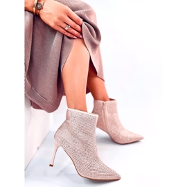 Botins de salto alto com cristais Demish Champagne rosa 7