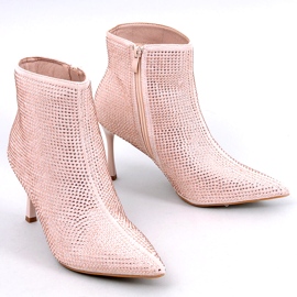 Botins de salto alto com cristais Demish Champagne rosa 2