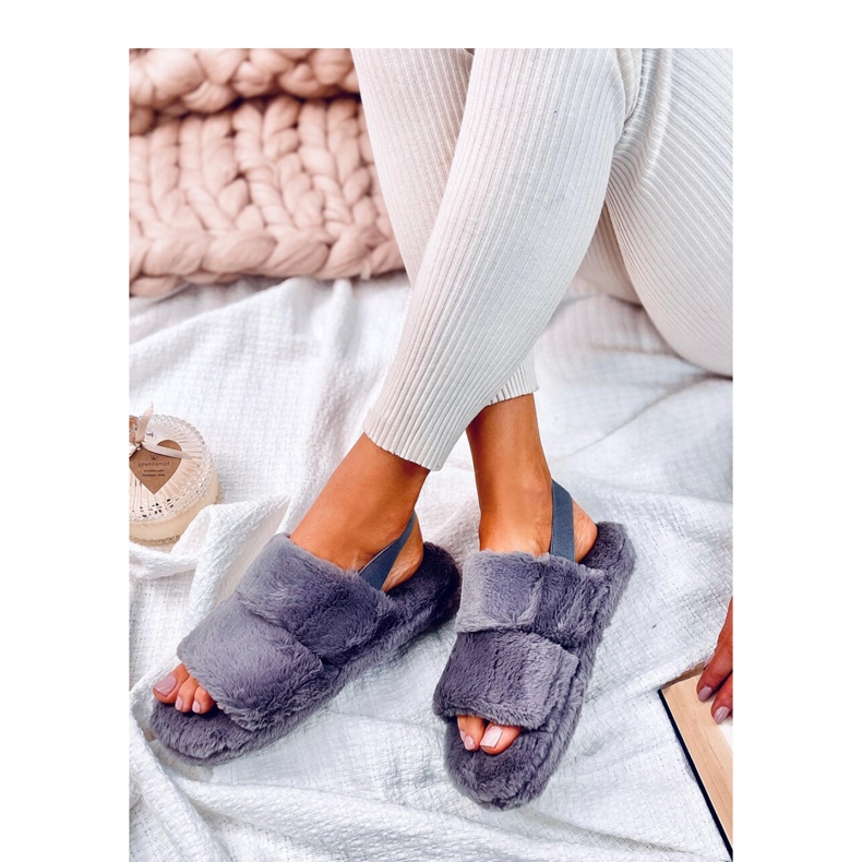 Chinelos femininos Rhodes Grey com elástico cinza 1