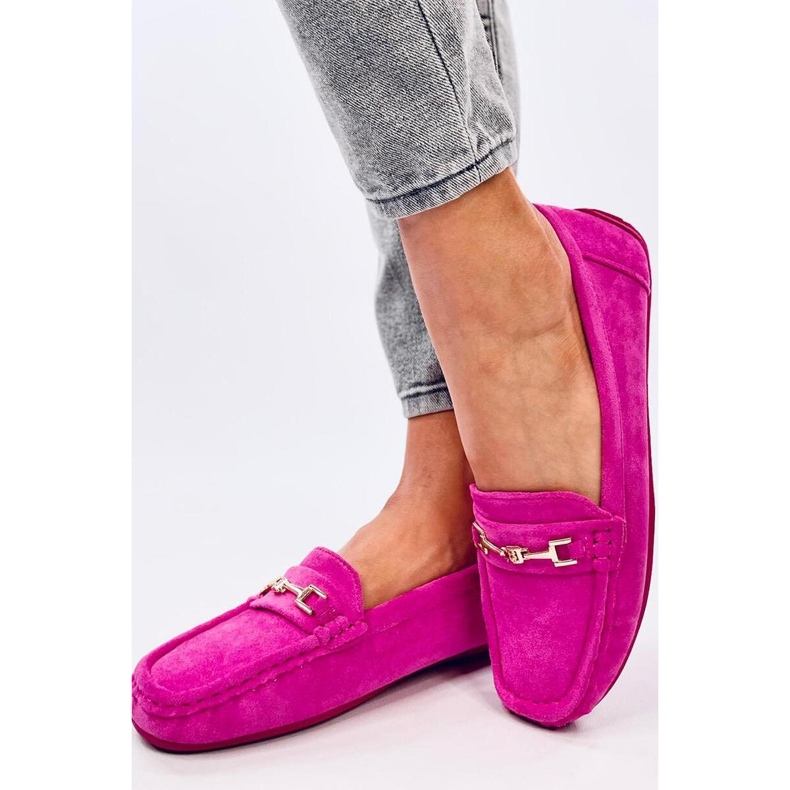 Mocassins femininos de camurça Sourd Fuchsia rosa 1