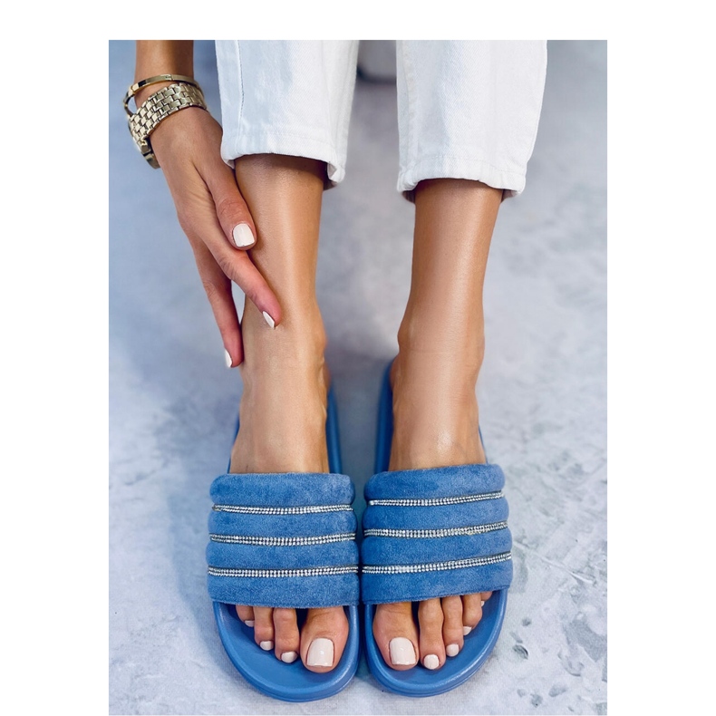 Slides de strass Lynne Blue azul 1
