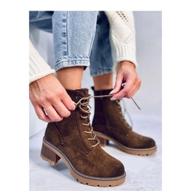 Botins confortáveis ​​de salto alto Reed Green marrom 1