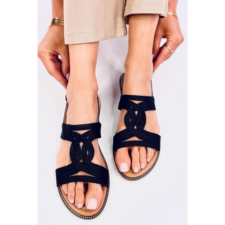 Sandálias femininas negras preto 2