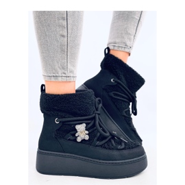 Botas de neve pretas de pele de carneiro preto 1