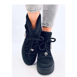 Botas de neve pretas de pele de carneiro preto 2