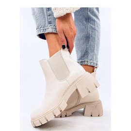 Ledeck Bota Chelsea com salto largo Beige Pu - Inello bege 1 Ledeck Bota Chelsea com salto largo Beige Pu - Inello bege 1