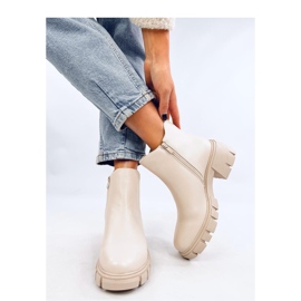 Ledeck Bota Chelsea com salto largo Beige Pu - Inello bege 2 Ledeck Bota Chelsea com salto largo Beige Pu - Inello bege 2