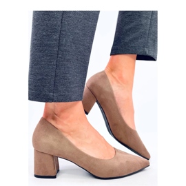 Bombas cáqui de salto baixo marrom 1