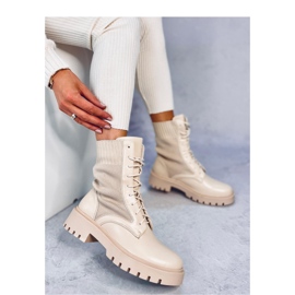 Botas com cano elástico Cass Bege - Inello 2