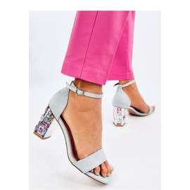 Sandália Jean de salto alto com pedras azul 1 Sandália Jean de salto alto com pedras azul 1