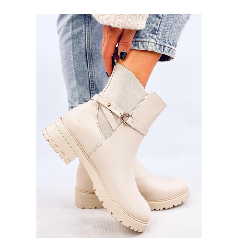Botas Chelsea clássicas femininas bege 1