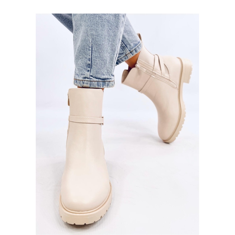 Botas Chelsea clássicas femininas bege 2
