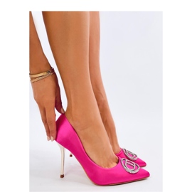 Salto alto com decoração de cristal fúcsia rosa 1