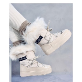 Botas de neve de pele bege 1 Botas de neve de pele bege 1