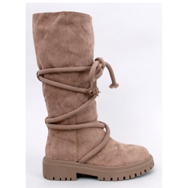 Botas de camurça com cordão cáqui castanho 1