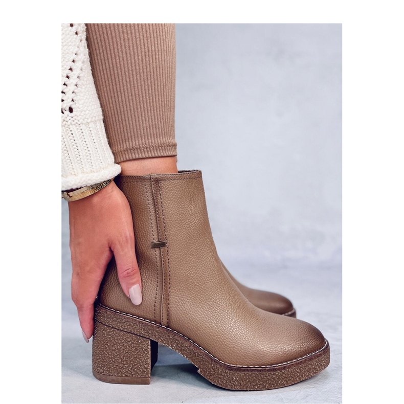 Tamika Bota de borracha com salto alto bege - Inello castanho 2 Tamika Bota de borracha com salto alto bege - Inello castanho 2