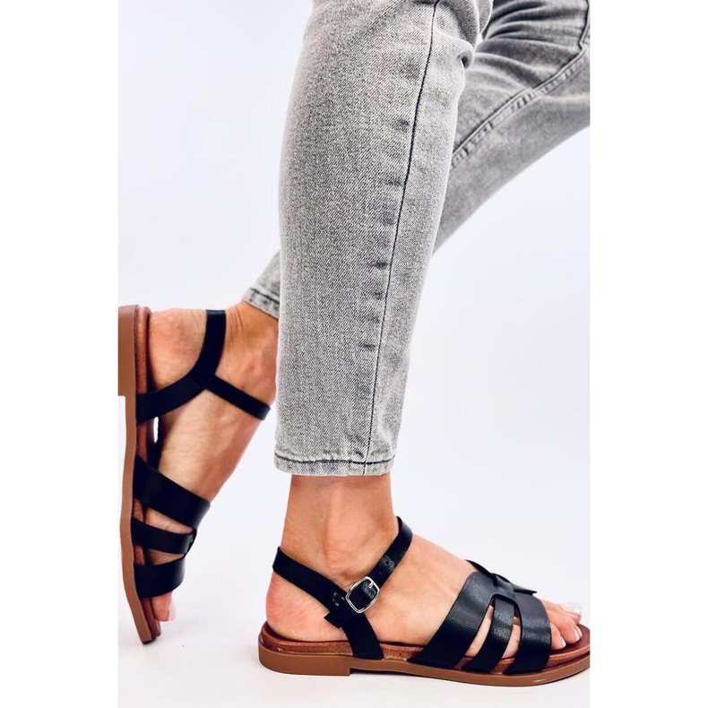 Sandálias rasteiras femininas negras preto 1