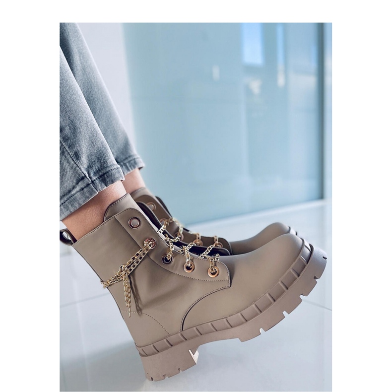 Lohan Bota com cadarço e damasco - Inello bege 2