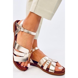 Sandálias rasteiras femininas douradas dourado 1