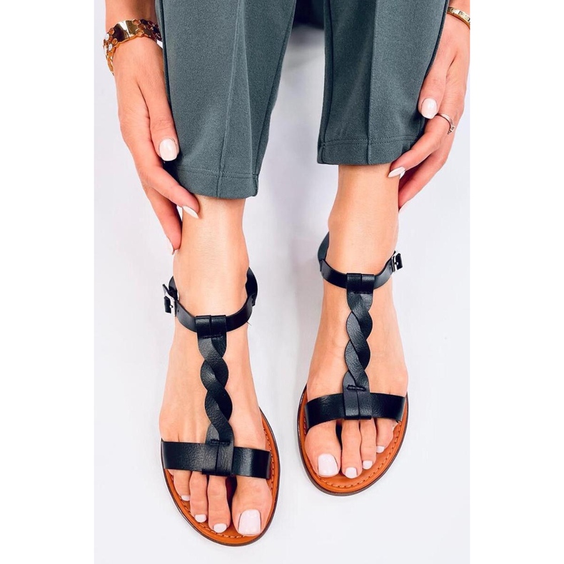 Sandálias rasteiras femininas pretas preto 2