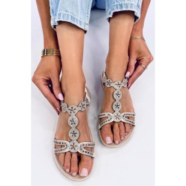 Yvers Sandália bege com zircões decorativos - Inello 2
