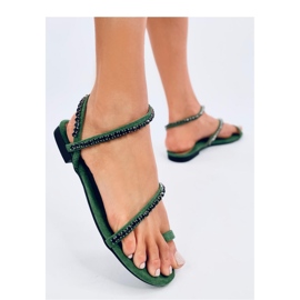 Sandálias chinelos com zircões verdes 1