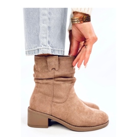 Botins camel com cano franzido castanho 1